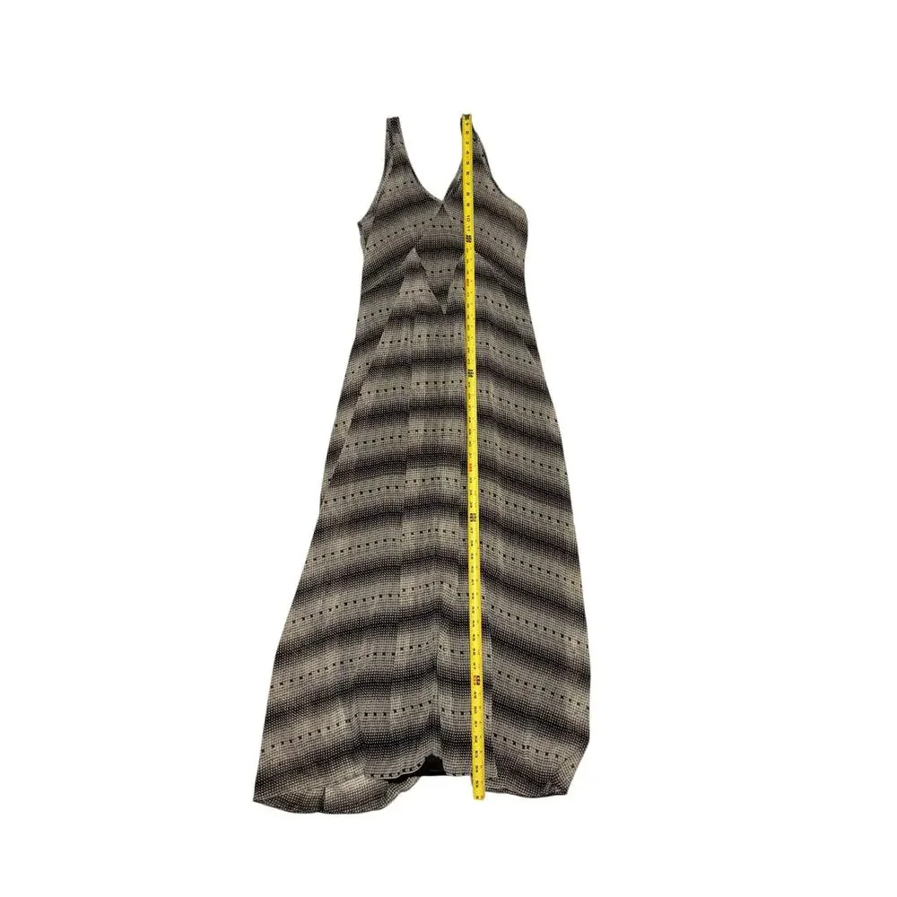 Y2K Slip Dress S Beige Gray Striped Maxi Midi Rachel Green 90s Minimalist Chic - Picture 4 of 11